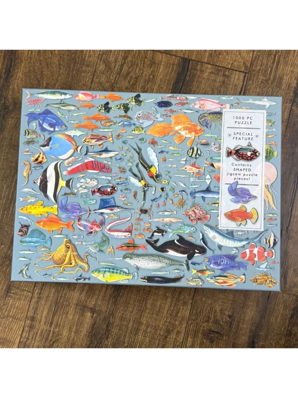 Galison Deepest Dive 1000 Pc. Jigsaw Puzzle Marine Life with Shaped Jigsaw Piece